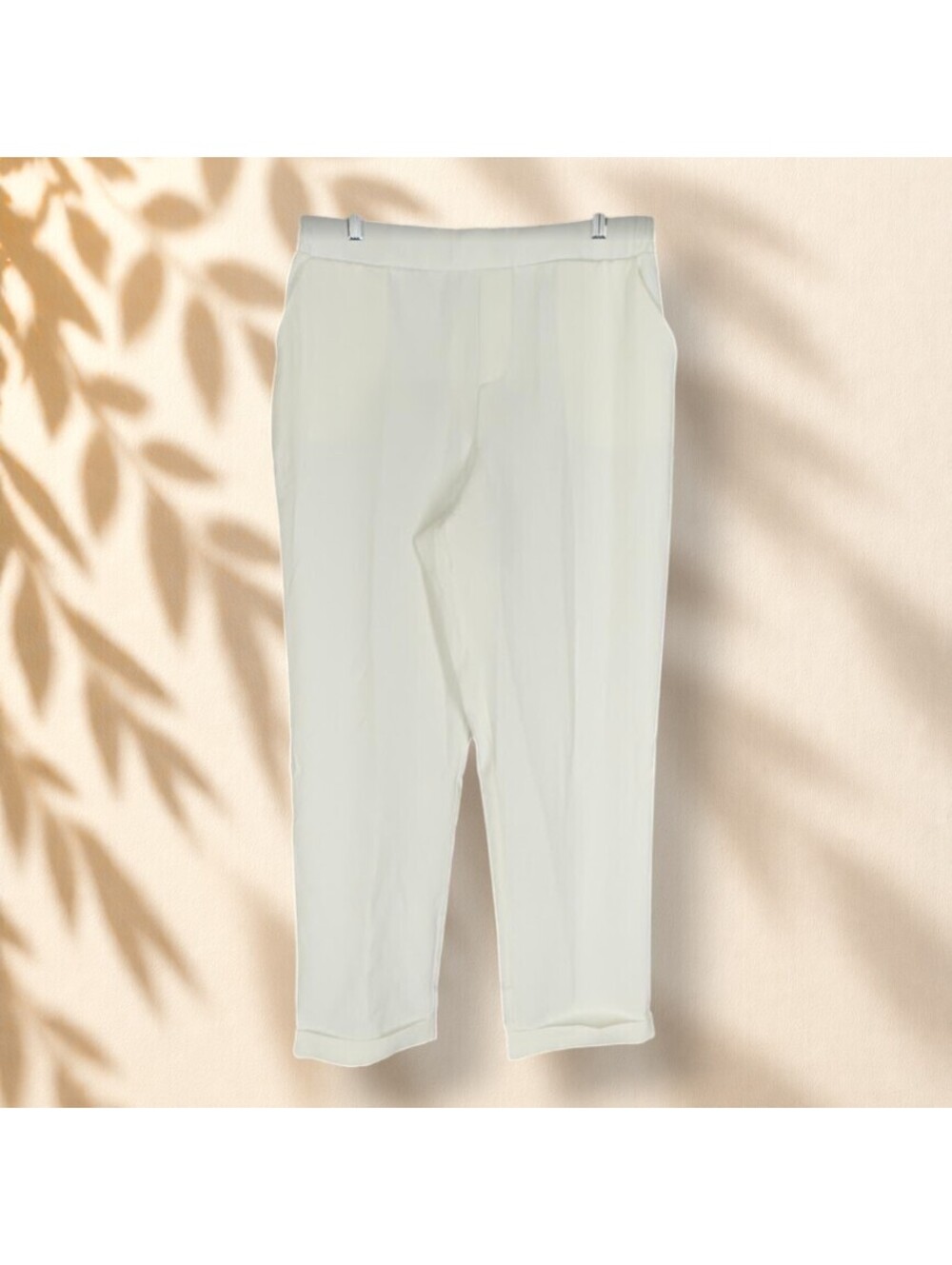 New Blashe Dress Pants Women L Large White High Rise Pleated Pull On Cuffed